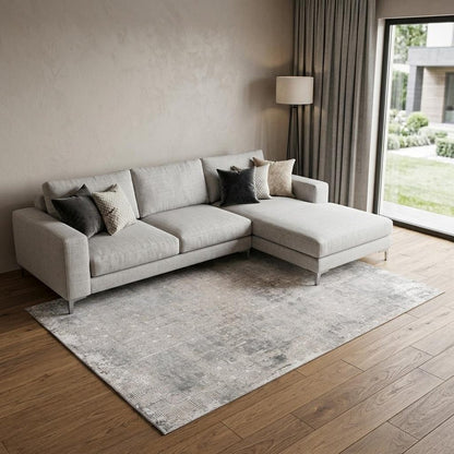7' X 10' Gray and Beige Abstract Distressed Area Rug