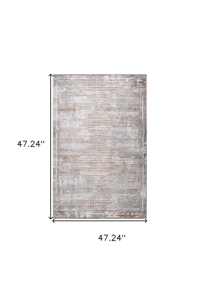 4' X 6' Gray and Brown Abstract Distressed Area Rug