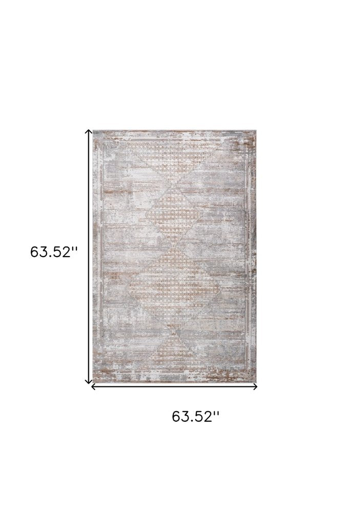 5' X 8' Gray and Brown Abstract Distressed Area Rug