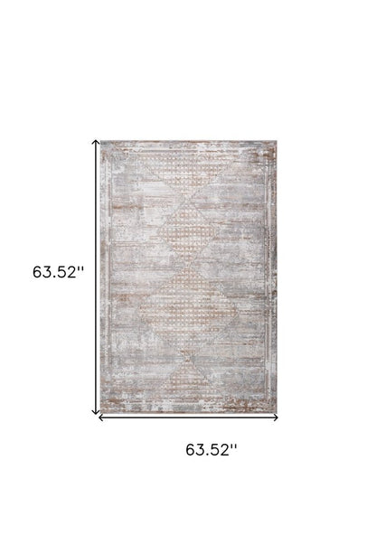 5' X 8' Gray and Brown Abstract Distressed Area Rug