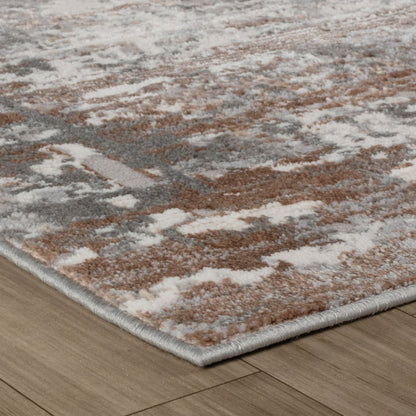 5' X 8' Gray and Brown Abstract Distressed Area Rug