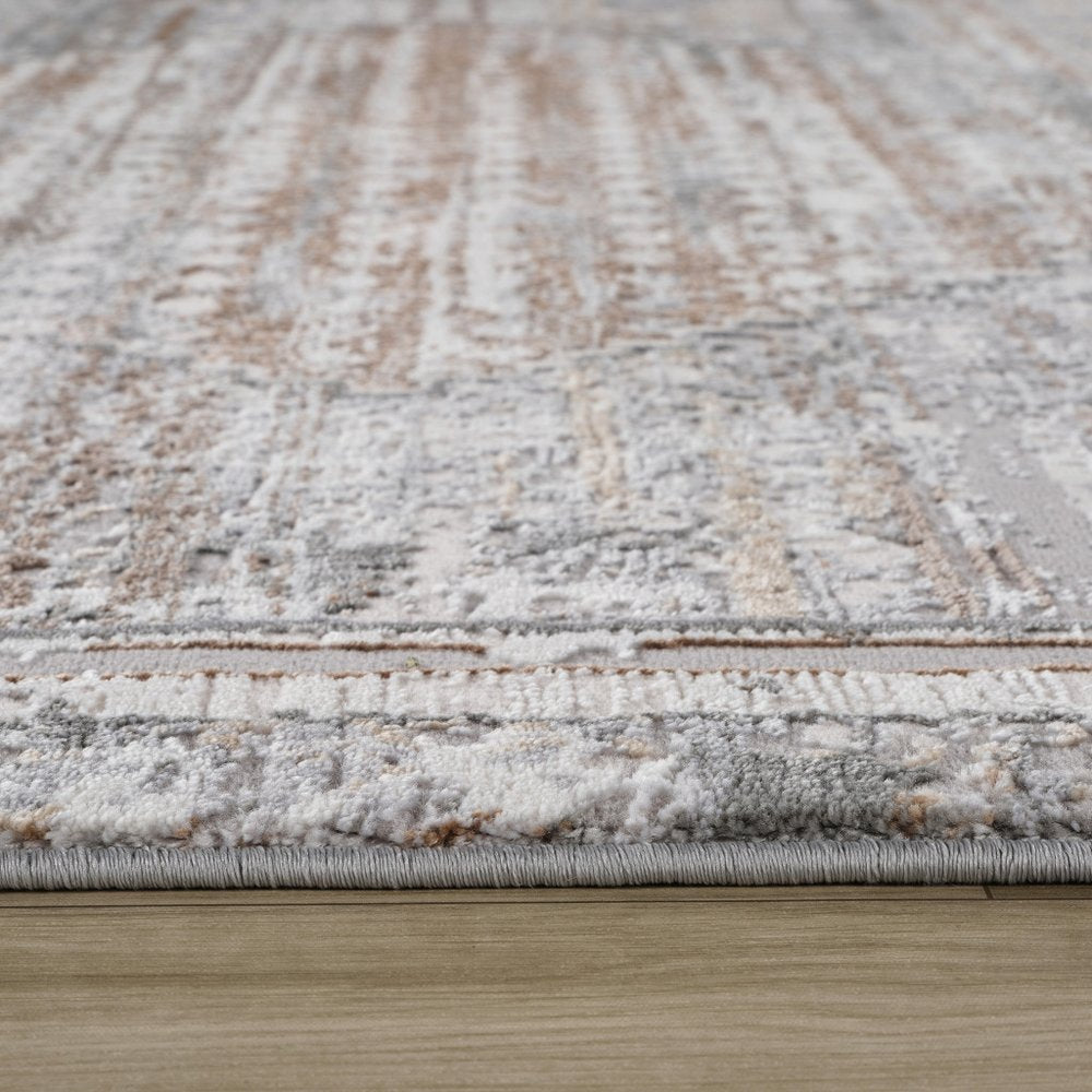 5' X 8' Gray and Brown Abstract Distressed Area Rug