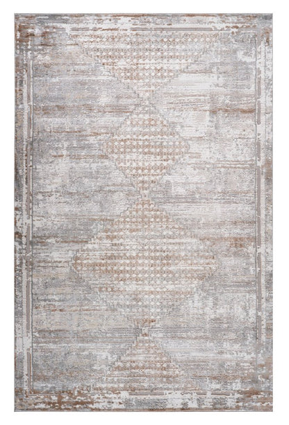 5' X 8' Gray and Brown Abstract Distressed Area Rug