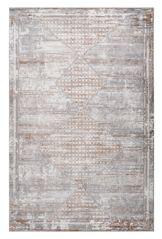 5' X 8' Gray and Brown Abstract Distressed Area Rug