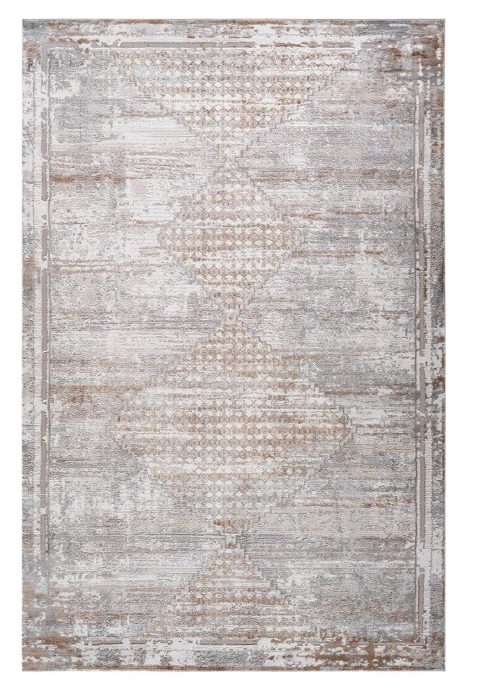7' X 10' Gray and Brown Abstract Distressed Area Rug
