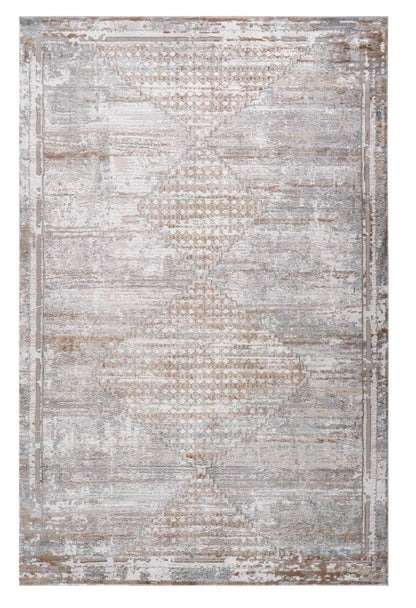 7' X 10' Gray and Brown Abstract Distressed Area Rug