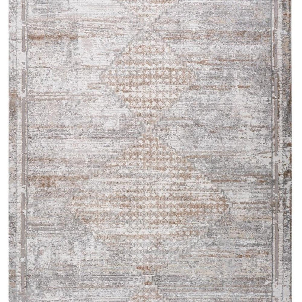 7' X 10' Gray and Brown Abstract Distressed Area Rug