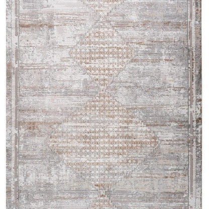 7' X 10' Gray and Brown Abstract Distressed Area Rug