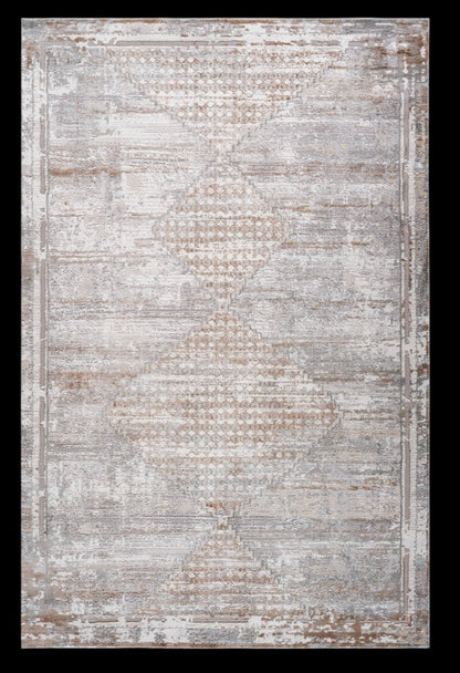 7' X 10' Gray and Brown Abstract Distressed Area Rug