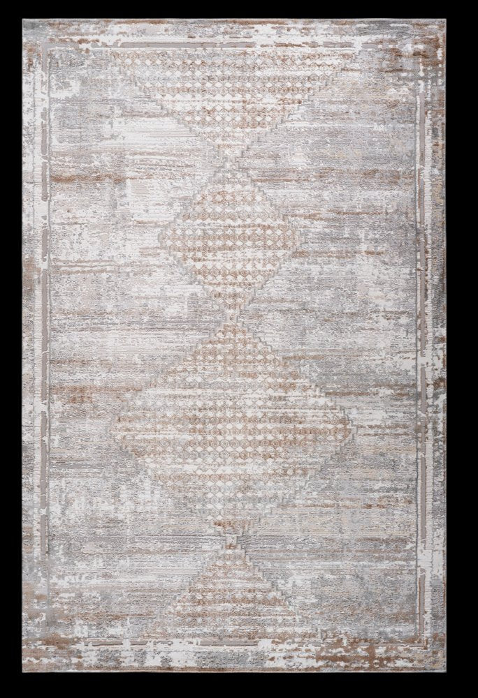 7' X 10' Gray and Brown Abstract Distressed Area Rug