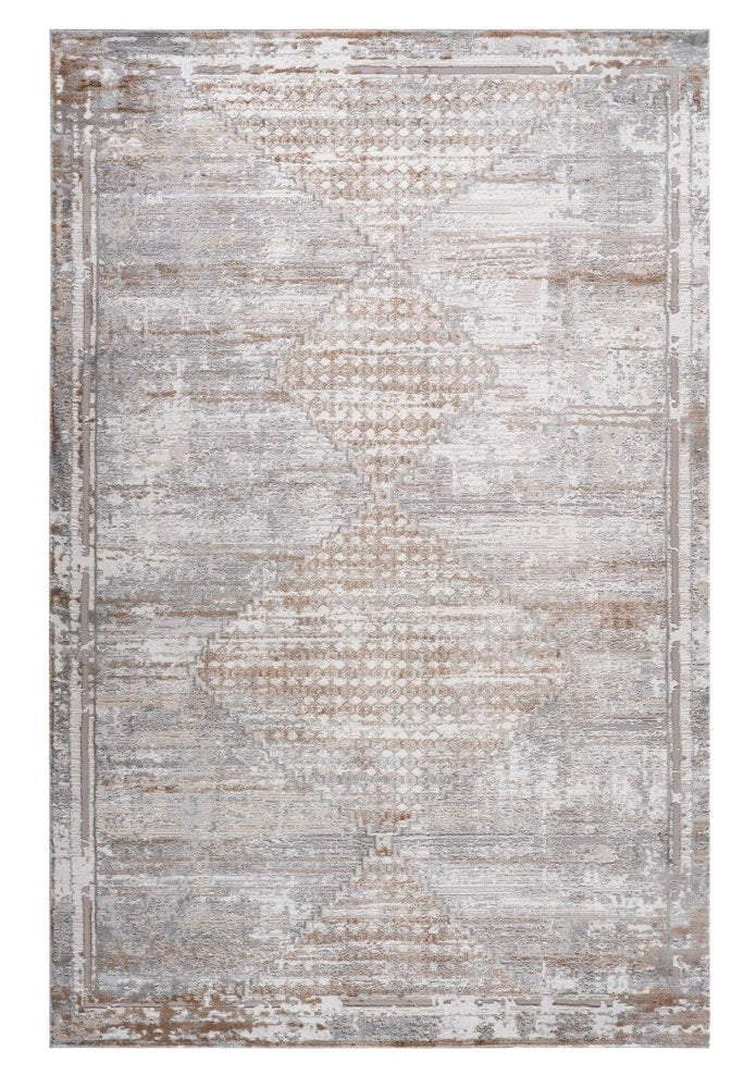 7' X 10' Gray and Brown Abstract Distressed Area Rug