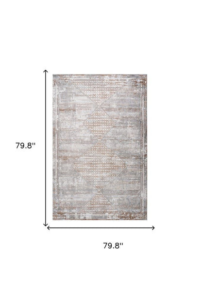 7' X 10' Gray and Brown Abstract Distressed Area Rug
