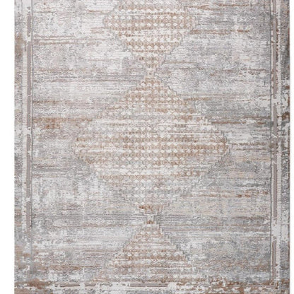 7' X 10' Gray and Brown Abstract Distressed Area Rug