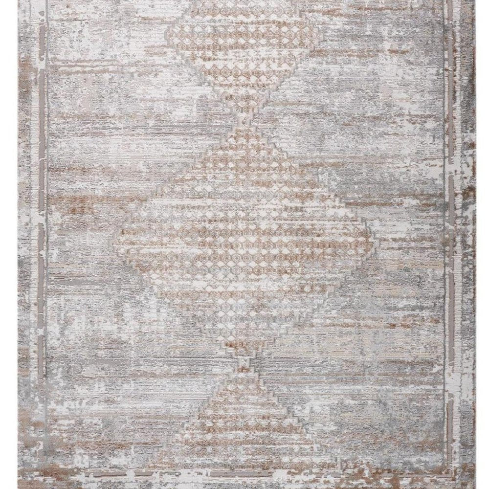 8' X 11' Gray and Brown Abstract Distressed Area Rug