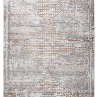 8' X 11' Gray and Brown Abstract Distressed Area Rug