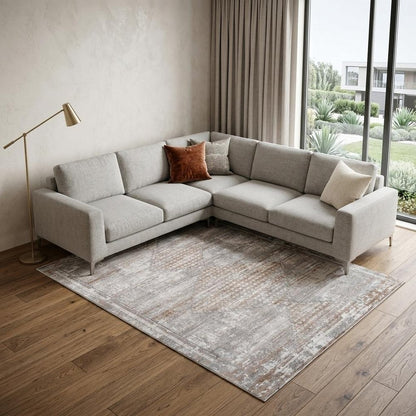 8' X 11' Gray and Brown Abstract Distressed Area Rug