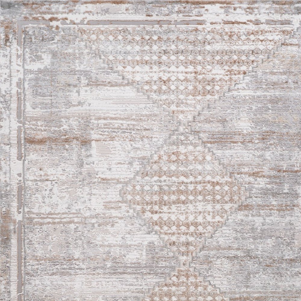 8' X 11' Gray and Brown Abstract Distressed Area Rug