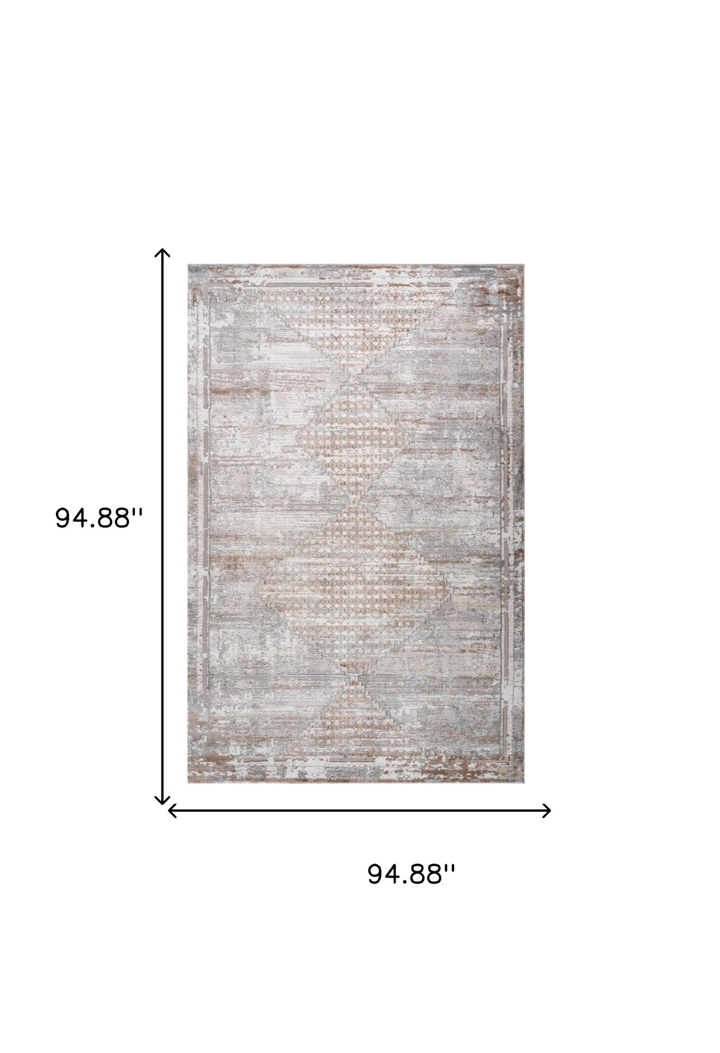 8' X 11' Gray and Brown Abstract Distressed Area Rug