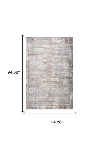 8' X 11' Gray and Brown Abstract Distressed Area Rug