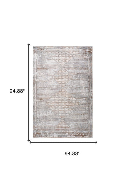 8' X 11' Gray and Brown Abstract Distressed Area Rug