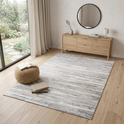 4' X 6' Gray and Beige Abstract Distressed Area Rug