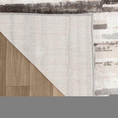 5' X 8' Beige and Brown Abstract Distressed Area Rug