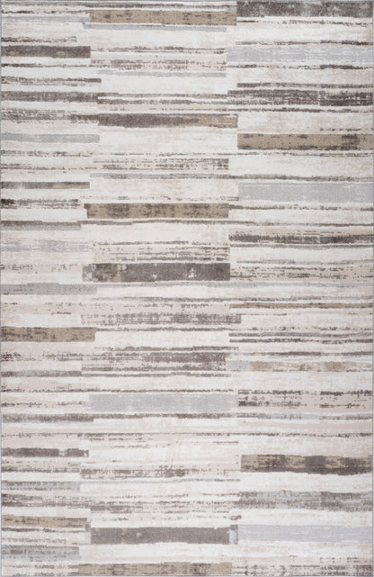 5' X 8' Beige and Brown Abstract Distressed Area Rug