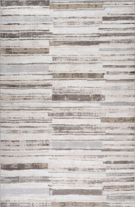 7' X 10' Beige and Brown Abstract Distressed Area Rug