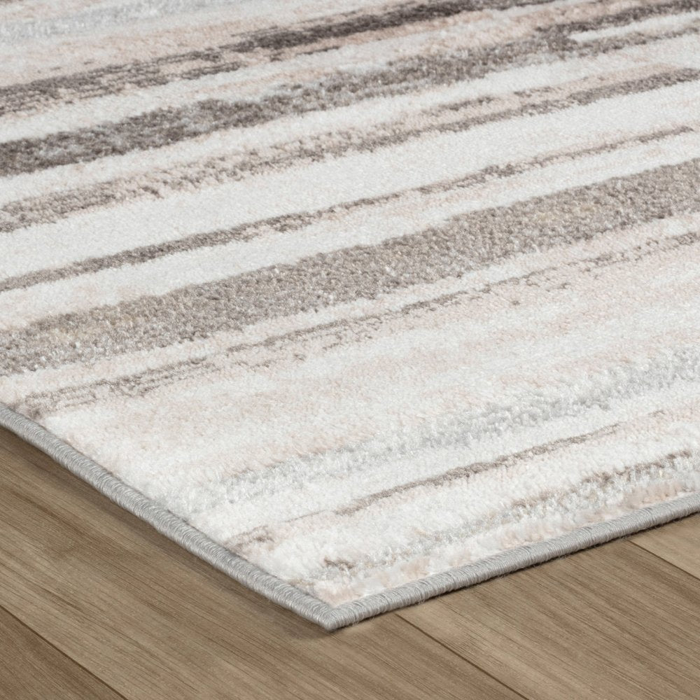 7' X 10' Beige and Brown Abstract Distressed Area Rug
