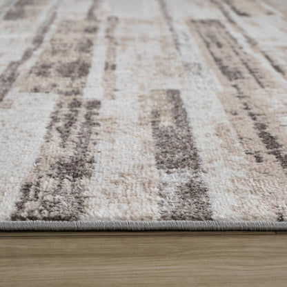 7' X 10' Beige and Brown Abstract Distressed Area Rug