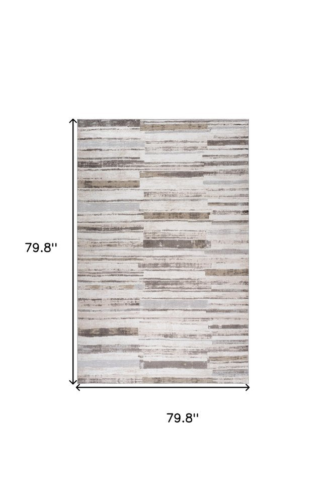 7' X 10' Beige and Brown Abstract Distressed Area Rug