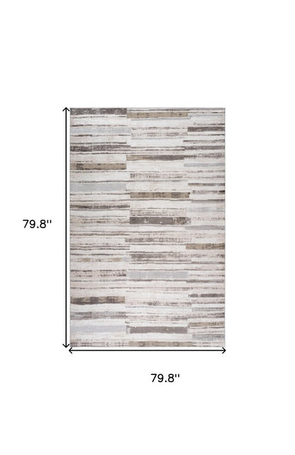 7' X 10' Beige and Brown Abstract Distressed Area Rug
