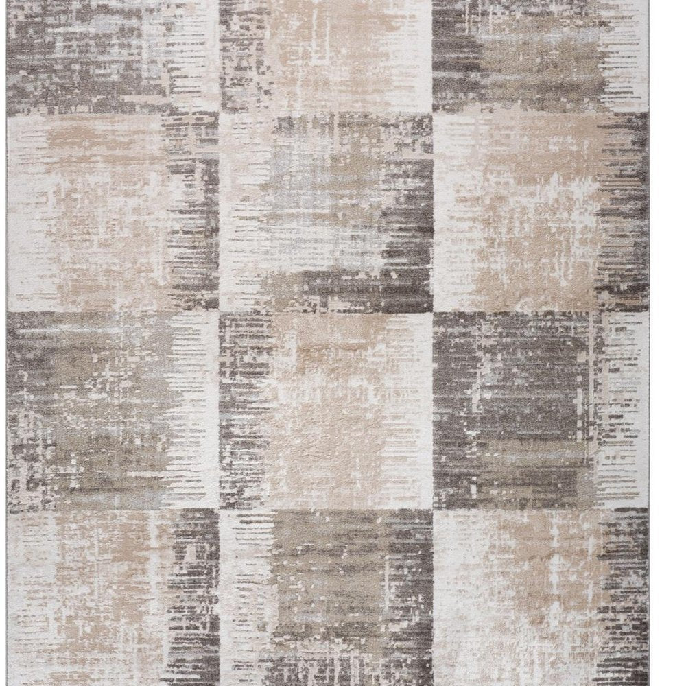 4' X 6' Beige and Brown Abstract Distressed Area Rug