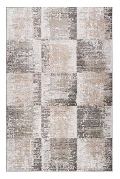 4' X 6' Beige and Brown Abstract Distressed Area Rug
