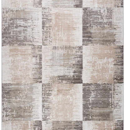 4' X 6' Beige and Brown Abstract Distressed Area Rug