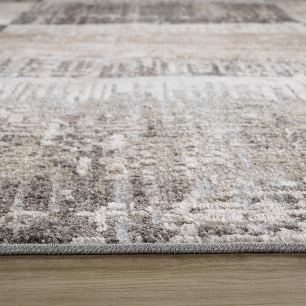 5' X 8' Beige and Brown Abstract Distressed Area Rug