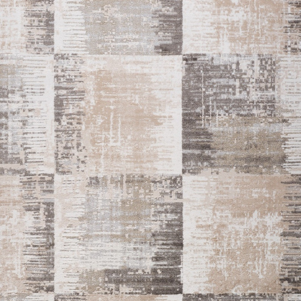 5' X 8' Beige and Brown Abstract Distressed Area Rug