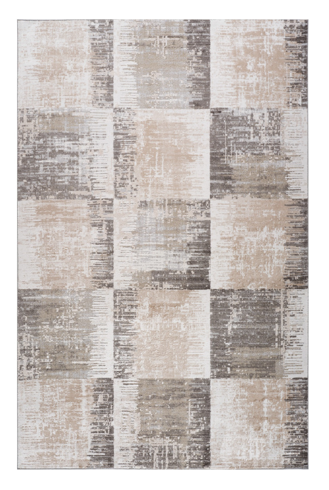 5' X 8' Beige and Brown Abstract Distressed Area Rug