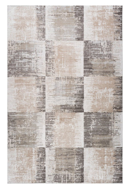 7' X 10' Beige and Brown Abstract Distressed Area Rug