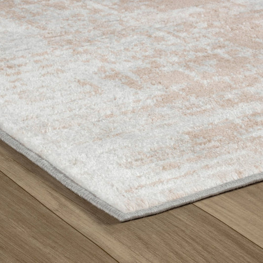 7' X 10' Beige and Brown Abstract Distressed Area Rug