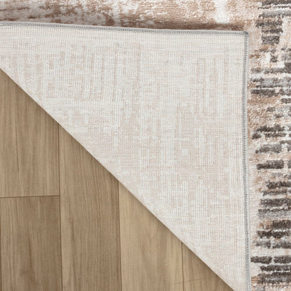 7' X 10' Beige and Brown Abstract Distressed Area Rug