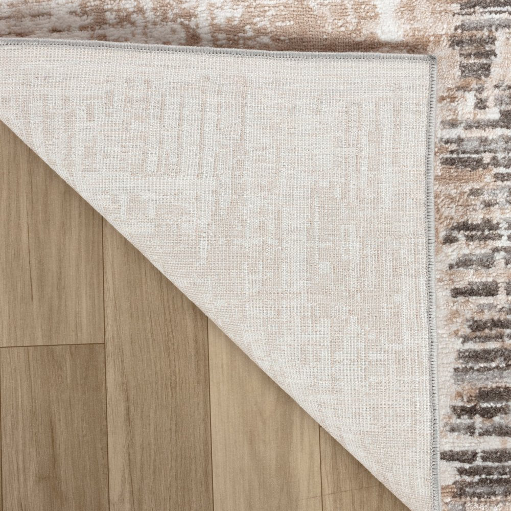 7' X 10' Beige and Brown Abstract Distressed Area Rug