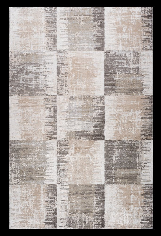 8' X 11' Beige and Brown Abstract Distressed Area Rug