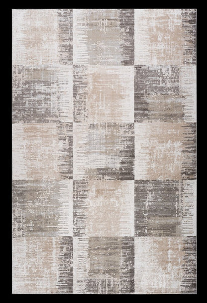 8' X 11' Beige and Brown Abstract Distressed Area Rug