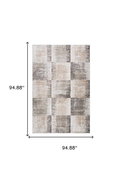 8' X 11' Beige and Brown Abstract Distressed Area Rug