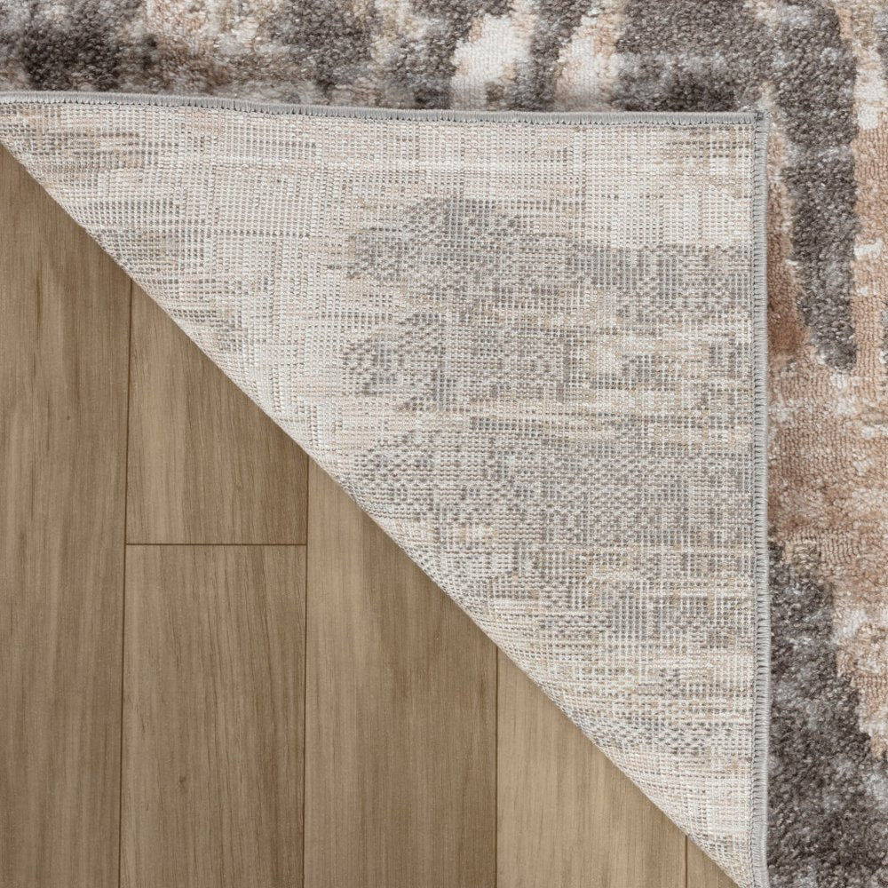 4' X 6' Beige and Brown Abstract Distressed Area Rug