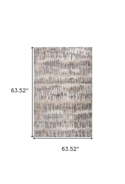 5' X 8' Beige and Brown Abstract Distressed Area Rug