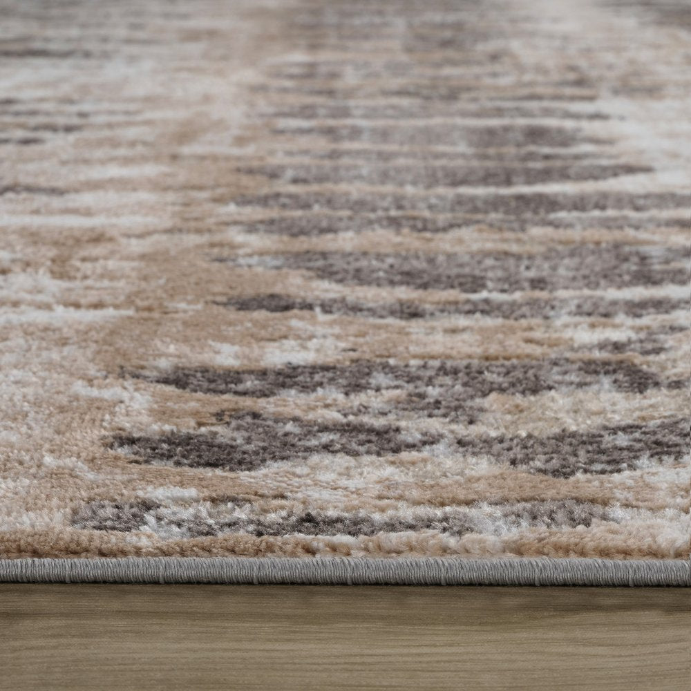 5' X 8' Beige and Brown Abstract Distressed Area Rug