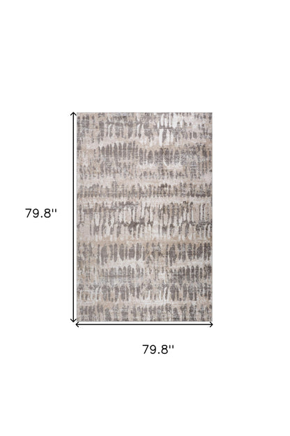 7' X 10' Beige and Brown Abstract Distressed Area Rug