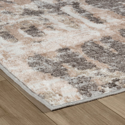 7' X 10' Beige and Brown Abstract Distressed Area Rug